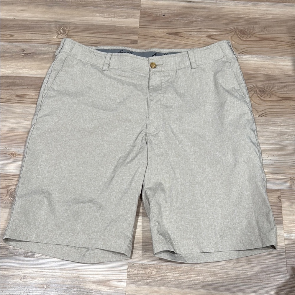 Hogan Tan Flat Front Shorts Classic Style